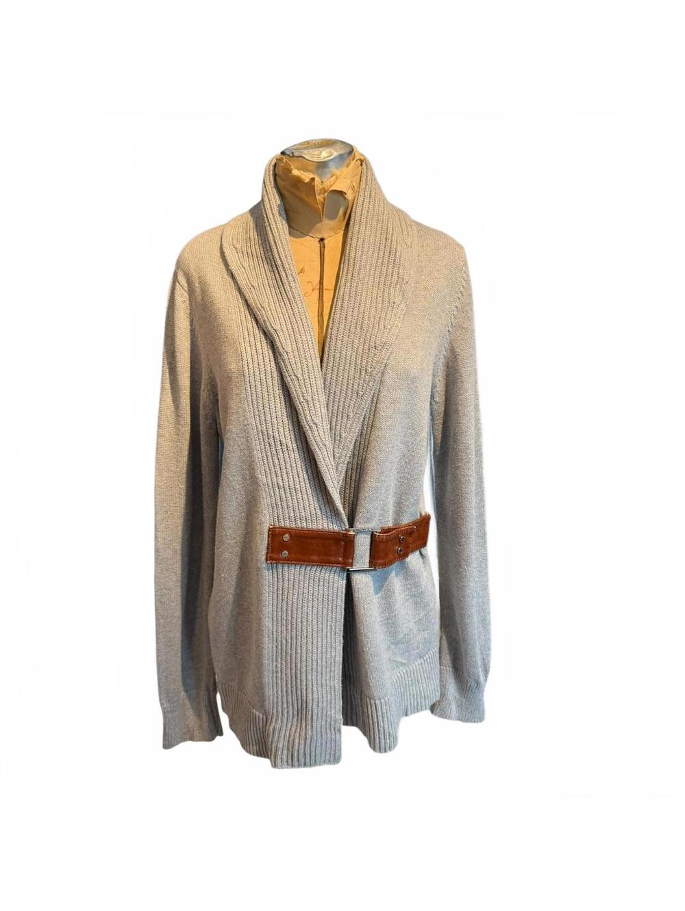 Michael Kors Gray Knit Cardigan with Belt